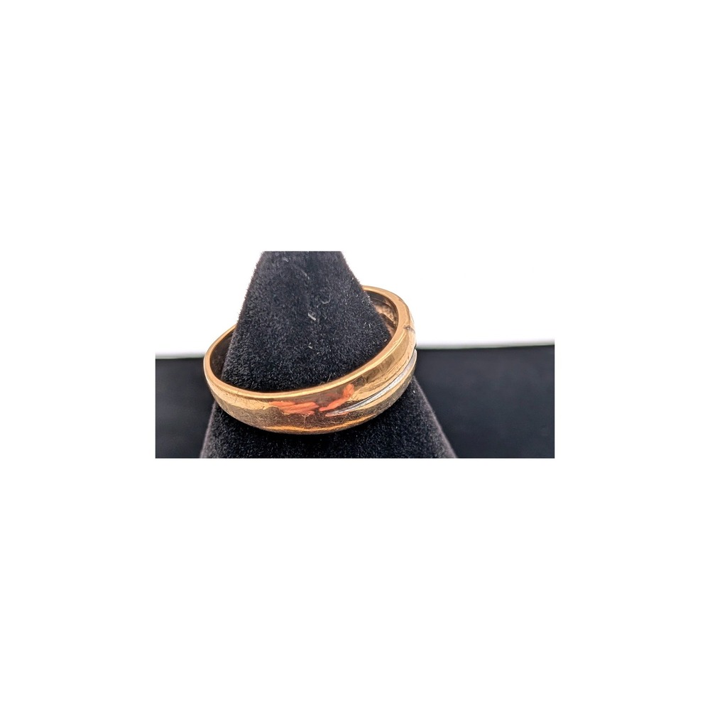 Mens 14K Yellow Gold Star Set Accent Two Tone Band Ring Size 8.25 - Picture 3 of 8
